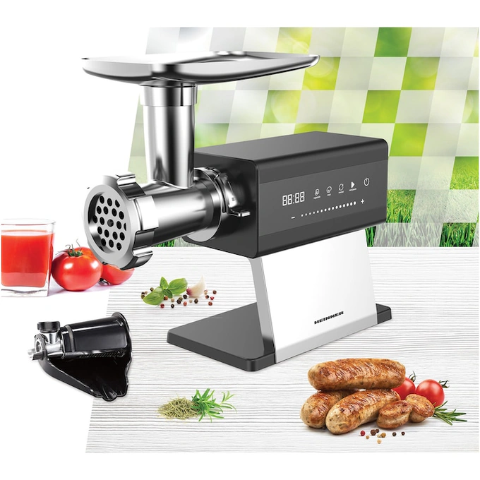 Masina de tocat HEINNER Prestigechop HMG-DTSS2500, 2.5 kg, 600-2500 W, 2 site de taiere, Control touch, Negru/Inox - Imagine 4