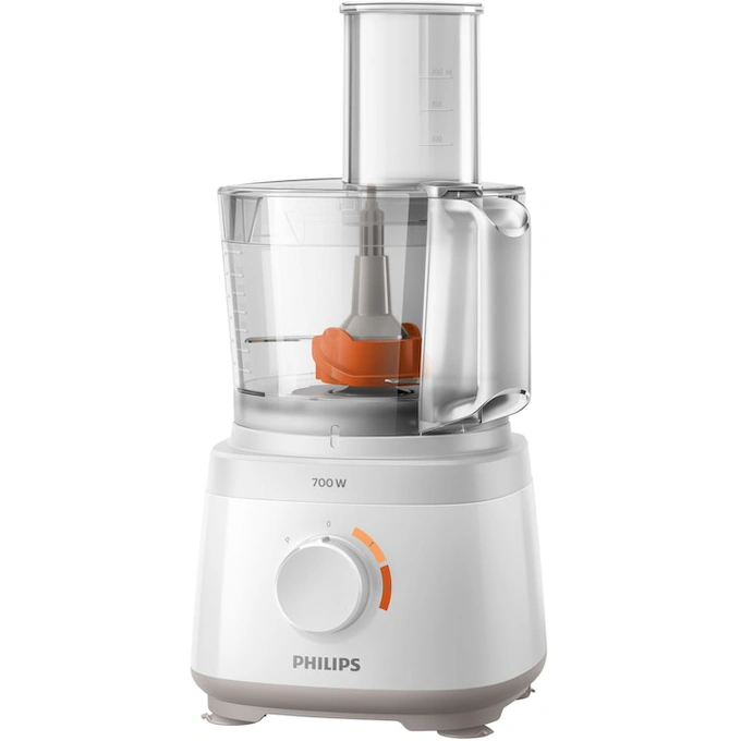 Robot de bucatarie Philips Daily Collection HR7320/00, 700 W, 2 viteze, bol 2.1 L, dispozitiv de emulsifiere, accesoriu de framantare, blender cu capacitate de 1 L, Alb - Imagine 4