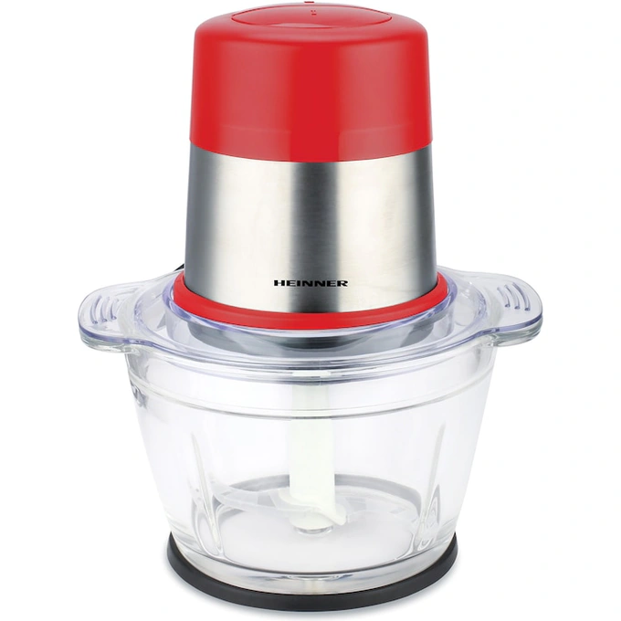 Tocator de legume Heinner Cayenne 1 HMC-D300RD, 300W, capacitate 1 L, bol din sticla, lame din inox, 2 viteze, Rosu - Imagine 1