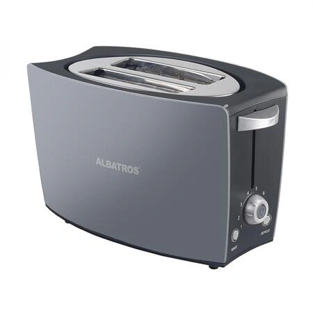 Prajitor de paine Albatros Confort 800 W, 2 Felii, 8 Trepte de Prajire, Termostat Reglabil, Tavita Firimituri, Argintiu - Imagine 1
