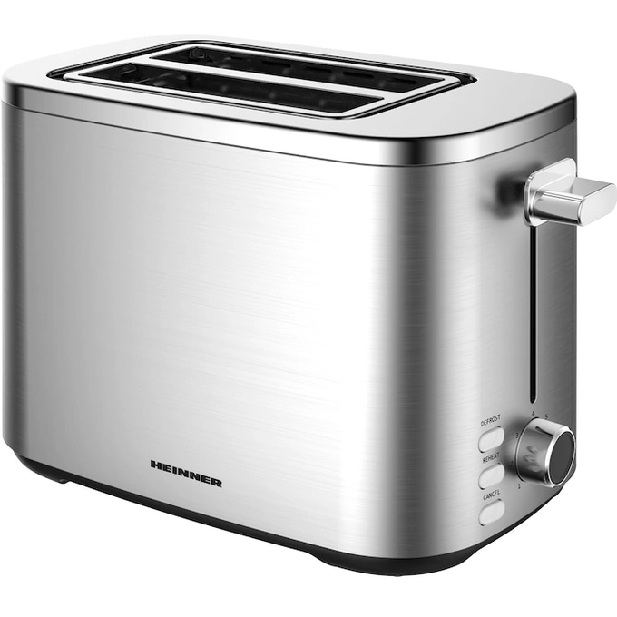 HEINNER Prajitor de paine Heinner sparkle toast HTP-800SS , 800w, capacitate 2 felii, 7 niveluri rumenire, indicator led luminos, Gri - IT-Fashion.ro