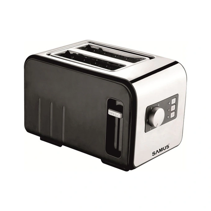 Prajitor de paine Samus Daily, 800 W, 2 felii, functie decongelare, functie reincalzire, 6 trepte putere, negru + argintiu - Imagine 1