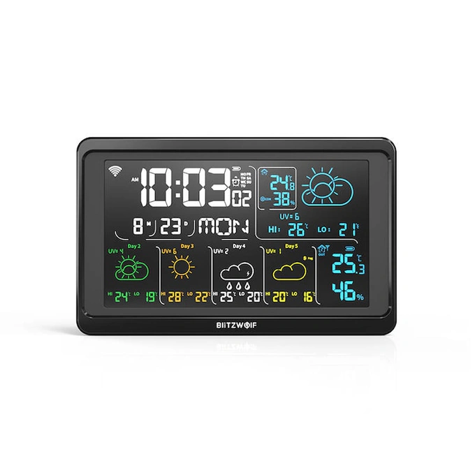 Statie meteo inteligenta, BLITZWOLF, BW-WS04, Wi-Fi, 3 canale, Black - Imagine 1