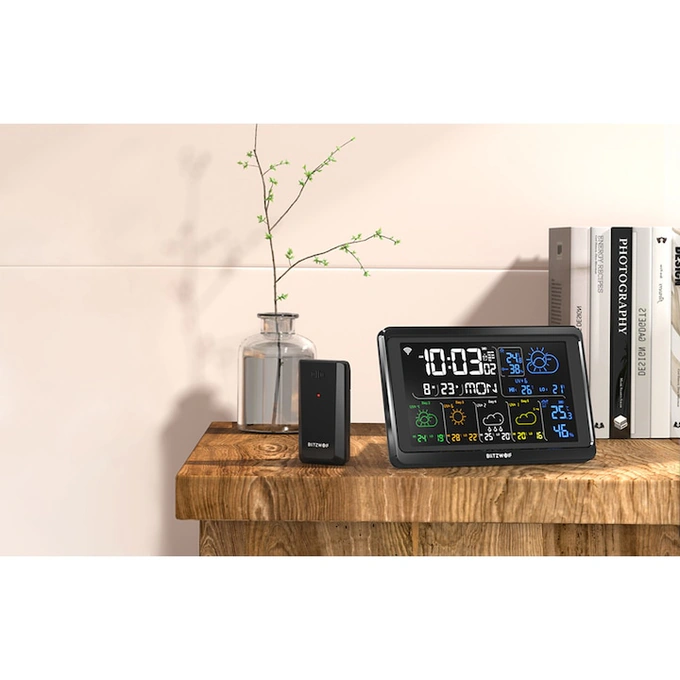 Statie meteo inteligenta, BLITZWOLF, BW-WS04, Wi-Fi, 3 canale, Black - Imagine 4