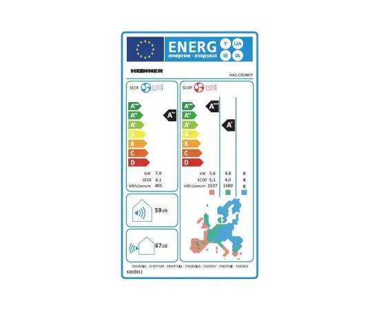 Aparat de aer condiționat HEINNER Crystal HAC-CR24KIT, 24000 BTU, A++/A+, kit instalare inclus - Imagine 5
