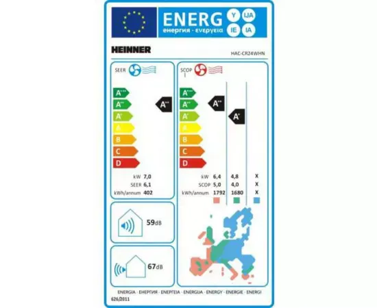 Aparat de aer condiționat HEINNER Crystal HAC-CR24WHN, 24000 BTU, A++/A+, R32, Follow Me, Turbo, Auto-curățare - Imagine 5