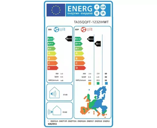 Aparat de aer condiționat TESLA Advance TA35QQFT-1232IHWT 12000 BTU cu Wi-Fi și agent R32 - Imagine 6