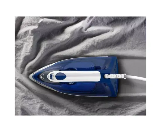 Fier de călcat cu abur Tefal Express Steam FV2838E0, 2400W, jet abur 180 g/min, abur variabil 0–40 g/min, talpă ceramică, 270 ml, alb/albastru - Imagine 3