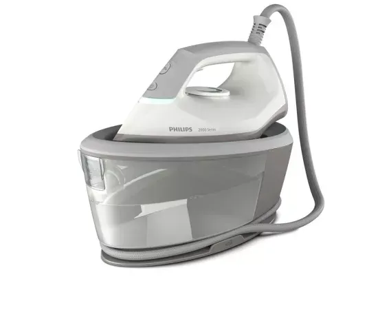 Stație de călcat Philips Serie 2000 PSG2000/80, 2400W, 6 bar, jet abur 300 g, abur continuu 110 g/min, talpă ceramică, rezervor 1.4L, alb - Imagine 2