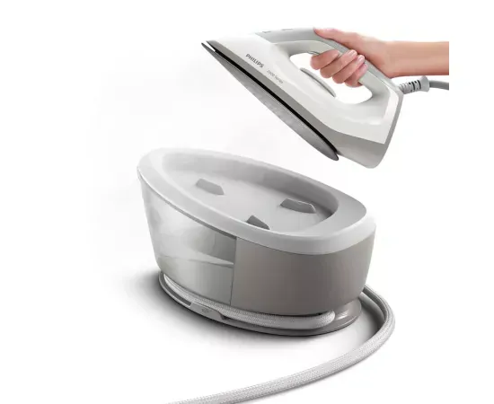 Stație de călcat Philips Serie 2000 PSG2000/80, 2400W, 6 bar, jet abur 300 g, abur continuu 110 g/min, talpă ceramică, rezervor 1.4L, alb - Imagine 3