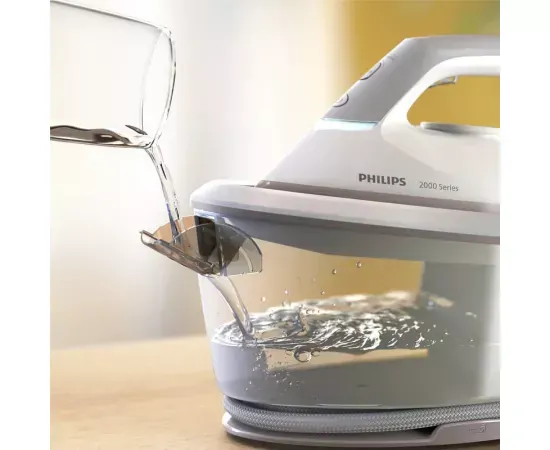 Stație de călcat Philips Serie 2000 PSG2000/80, 2400W, 6 bar, jet abur 300 g, abur continuu 110 g/min, talpă ceramică, rezervor 1.4L, alb - Imagine 5