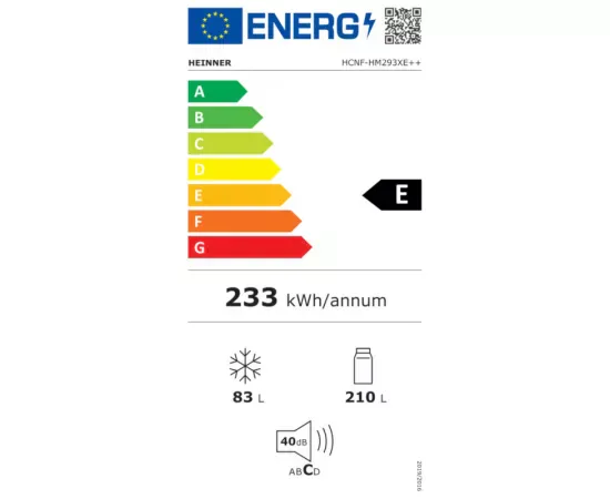 Combina frigorifica HEINNER HCNF-HM293XE++, 293 L, Clasa E, No Frost, Control electronic, 186 cm, Inox - Imagine 3