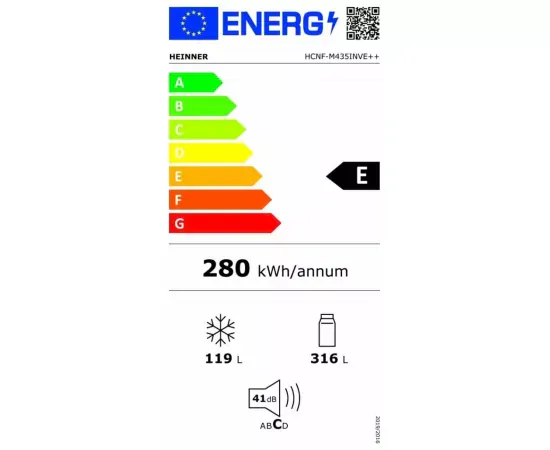Combina frigorifică HEINNER HCNF-M435INVE++ No Frost, 435L, Compresor Inverter, Clasa E, Display Touch - Imagine 3