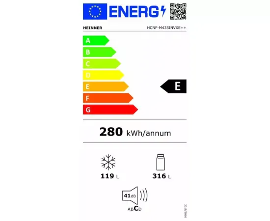 Combina frigorifică HEINNER HCNF-M435INVXE++ No Frost, 435 L, Compresor Inverter, Clasa E, Inox - Imagine 3