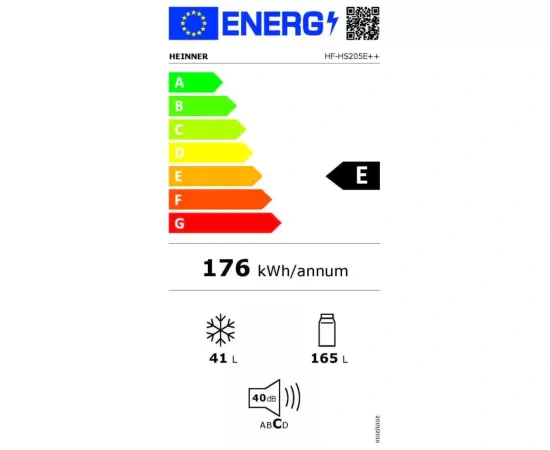 Frigider cu doua usi HEINNER HF-HS205E++, 206 L, Control mecanic cu termostat ajustabil, Iluminare LED, Clasa E, Alb - Imagine 4