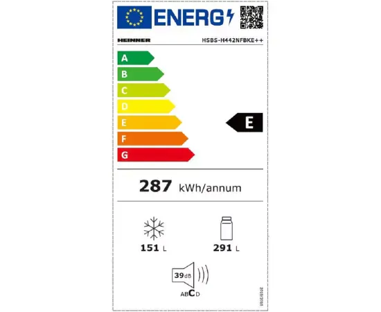 Frigider Side by Side HEINNER HSBS-H442NFBKE++, 442 l, No Frost, Display, Functie smart, Congelare/Racire rapida, Clasa E, 177 cm, Negru - Imagine 5