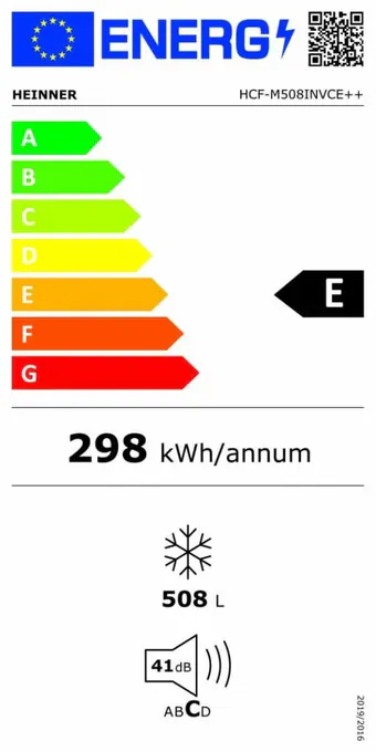 Lada frigorifica HEINNER HCF-M508INVCE++, 508 L, Clasa E, Control mecanic, Functionare convertibila, Alb - Imagine 3