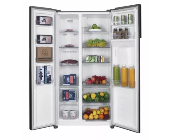 Side by Side HEINNER HSBS-H439NFXWDE++, 433 l, No Frost, Clasa E, Display, Dozator de apa, Functie smart, Argintiu - Imagine 5