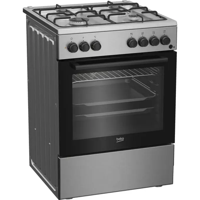 Aragaz mixt Beko FBSE62120XD, 4 arzătoare gaz, cuptor electric, 6 funcții, grill, SteamShine, inox, 60 cm - Imagine 2