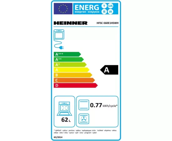 HEINNER Aragaz mixt HEINNER HFSC-S60E1HSWH, 1 zonă electrică, 3 arzătoare gaz, 62L, Alb - IT-Fashion.ro