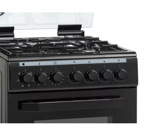 Aragaz mixt HEINNER HFSC-V60LITGC-BK, 4 Arzatoare gaz, Aprindere electrica, Dispozitiv de siguranta, Cuptor electric, 6 functii, Timer, Grill, Clasa A, 60 cm, Negru - Imagine 3