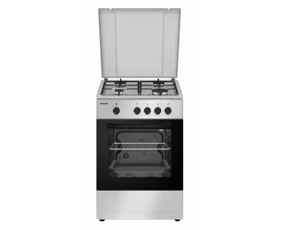 Aragaz pe gaz HEINNER HFSC-SME50SL, 4 Arzatoare, Dispozitiv de siguranta, 50 cm, Argintiu - Imagine 1