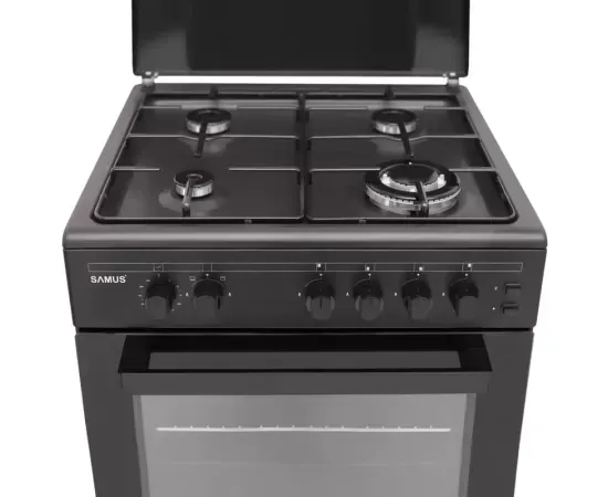 Aragaz pe gaz SAMUS SM667APGS Antracit – 4 arzătoare, cuptor 55L, grill și timer - Imagine 4