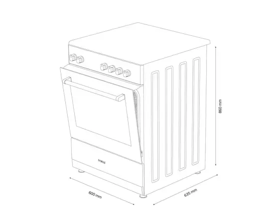 Aragaz pe gaz SAMUS SM667APGS Antracit – 4 arzătoare, cuptor 55L, grill și timer - Imagine 7