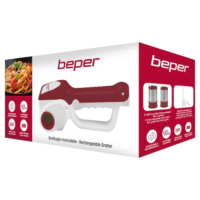 Razatoare cu baterie detasabila BEPER BP90071R, 2 discuri razuibile, Alb/Rosu - Imagine 3