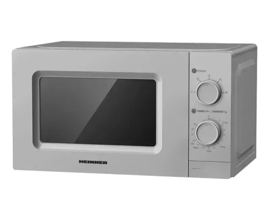 Cuptor cu microunde HEINNER HMW-MD20MSL, 20 L, 700 W, Control mecanic, Argintiu - Imagine 1