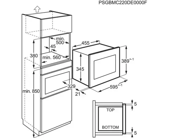 Cuptor cu microunde incorporabil ELECTROLUX LMS2203EMX, 20 l, 700 W, Negru - Imagine 5