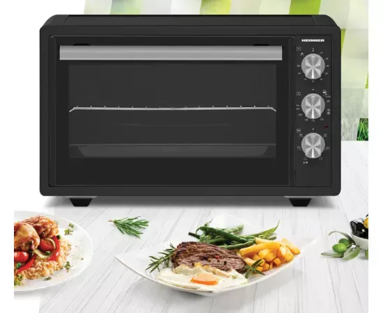 Cuptor electric HEINNER HCE-S37DKA, 37 l, Timer, Control mecanic, 6 programe, Grill, 1650W, Negru - Imagine 2