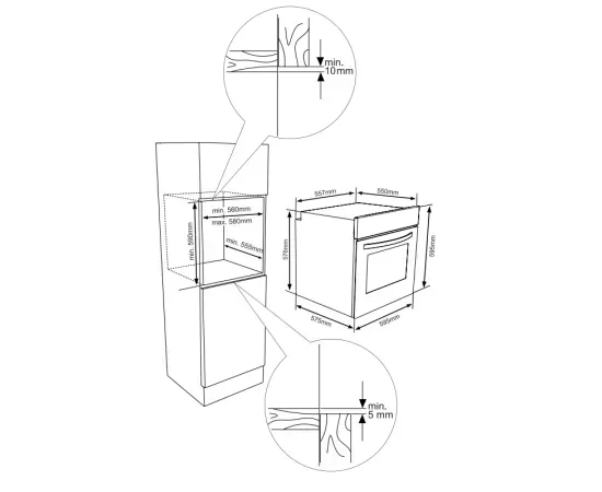 Cuptor incorporabil HEINNER HBO-V659GCDRC-GBK, Electric, 69 l, 9 functii, Multifunctional, Grill, Ventilatie, Timer, Display, Perete catalitic, Clasa A, Sticla neagra - Imagine 5