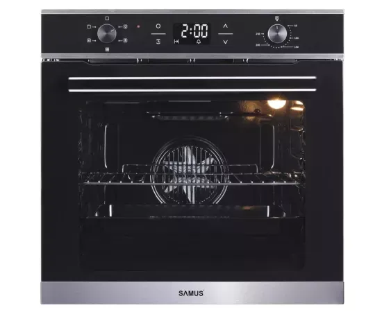 Cuptor incorporabil SAMUS SC625GDX5, Electric, 75 l, Clasa A, 5 functii, Semi grill, Negru/Inox - Imagine 1