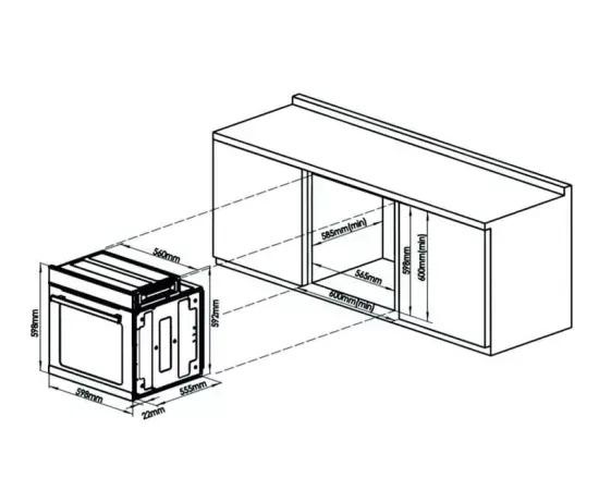 Cuptor incorporabil SAMUS SC625GDX5, Electric, 75 l, Clasa A, 5 functii, Semi grill, Negru/Inox - Imagine 3