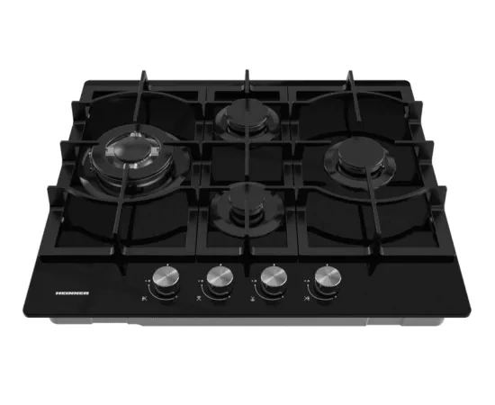 Plita incorporabila HEINNER HBH-M452IWFGBK, 4 zone de gatit, Gaz, Negru - Imagine 3