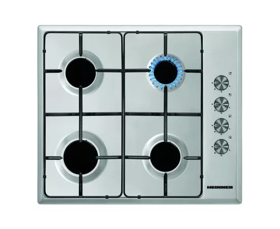 Plita incorporabila HEINNER HBH-S584I-IX, 4 arzatoare pe gaz, Aprindere electrica, Inox - Imagine 1