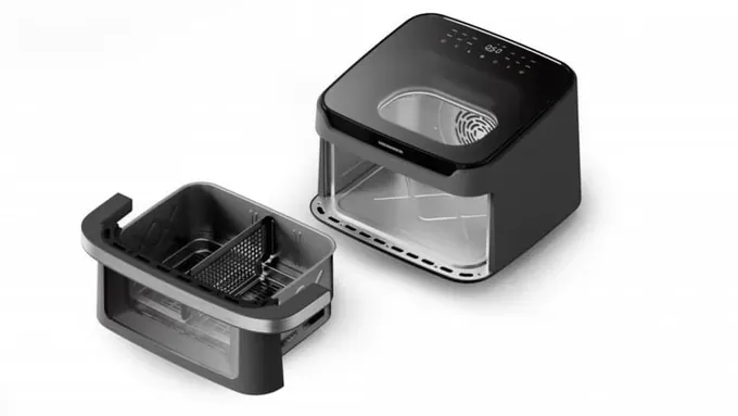 Friteuza cu aer cald HEINNER HAF-C10DB22GREY, 2200 W, 10L, Negru - Imagine 3