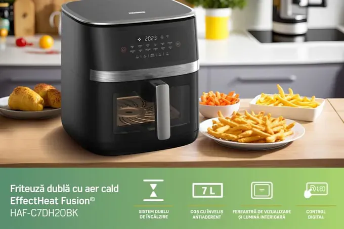 Friteuza cu aer cald HEINNER HAF-C7DH20BK, 2000 W, 7L, Negru - Imagine 6