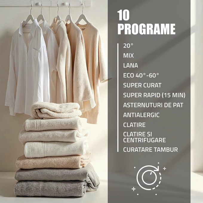 Masina de spalat rufe frontala SAMUS WSHD10120IDM, Inverter Direct Motor 10 kg, 1200 RPM, Clasa A, Alb - Imagine 8