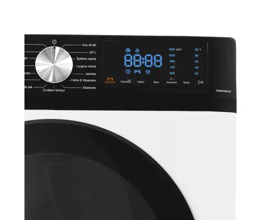 Masina de spalat rufe SAMUS WSDMI-80142, 8 kg, 1400 rpm, Clasa A, Motor Inverter, Abur - Imagine 4