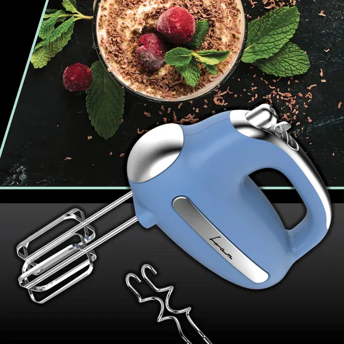 Mixer de mana FRAM FHM-3005BL, 5 viteze, 300 W, Albastru - Imagine 3