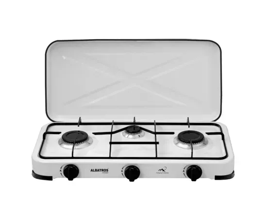 Plita portabila pe gaz ALBATROS APG31W, 3 arzatoare, 5.4 kW, Alb - Imagine 1