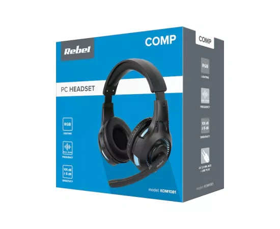 Căști cu fir REBEL GH-20 RGB – Sunet clar, confort și stil pentru gaming - Imagine 1