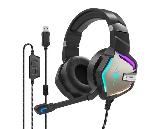 Căști gaming BlitzWolf BW-GH1 PRO 5.1 cu microfon și iluminare RGB - Imagine 1