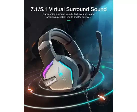 Căști gaming BlitzWolf BW-GH1 PRO 5.1 cu microfon și iluminare RGB - Imagine 6