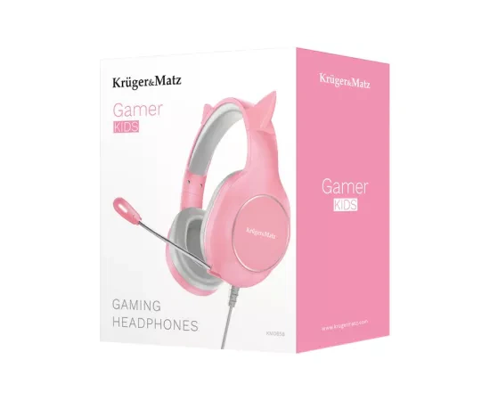 Căști gaming cu microfon pentru copii KRUGER & MATZ KM0658, Pink - Imagine 6