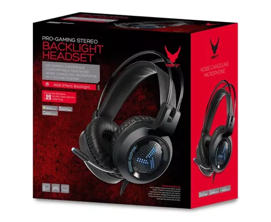 Căști gaming VARR Hi-Fi VH8020 cu microfon și iluminare LED RGB, negru - Imagine 4