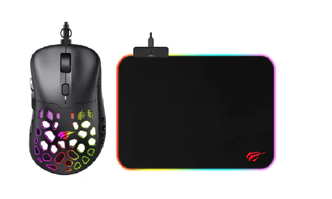 Kit Mouse Gaming si Mouse pad Gaming HAVIT MS955_MP901, RGB, Black - Imagine 1