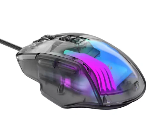 Mouse gaming cu fir HAVIT MS1011SE, 7200 DPI, RGB, Transparent Black - Imagine 5